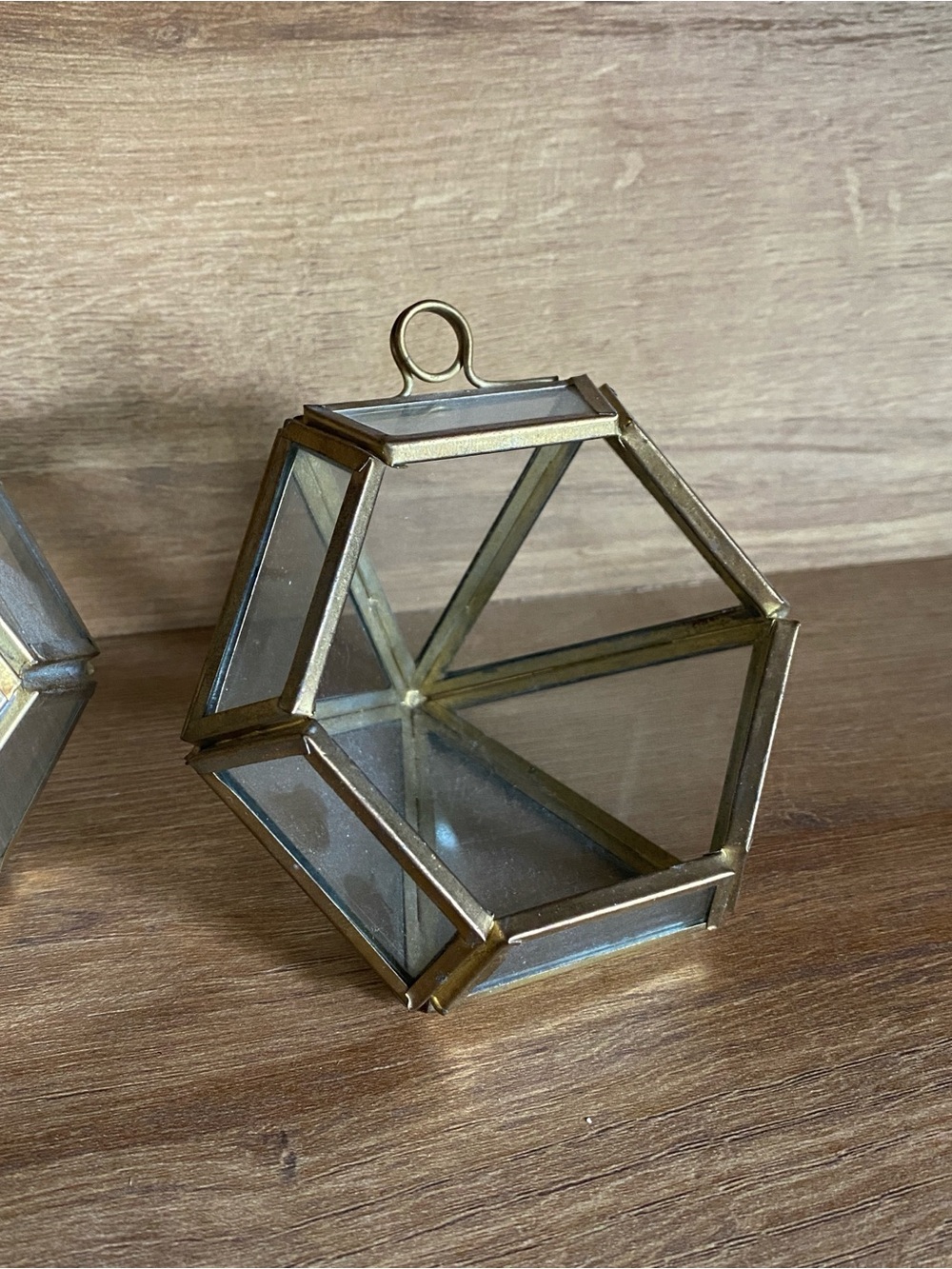 Brass Geometric Display or Hanging Terrarium - Set of 3 - Picture 3 of 4